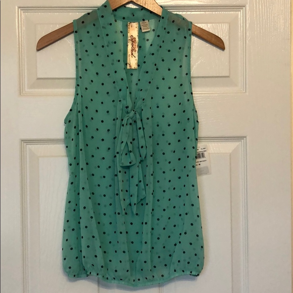 NWT Women’s mint and navy polka dot sleeveless top